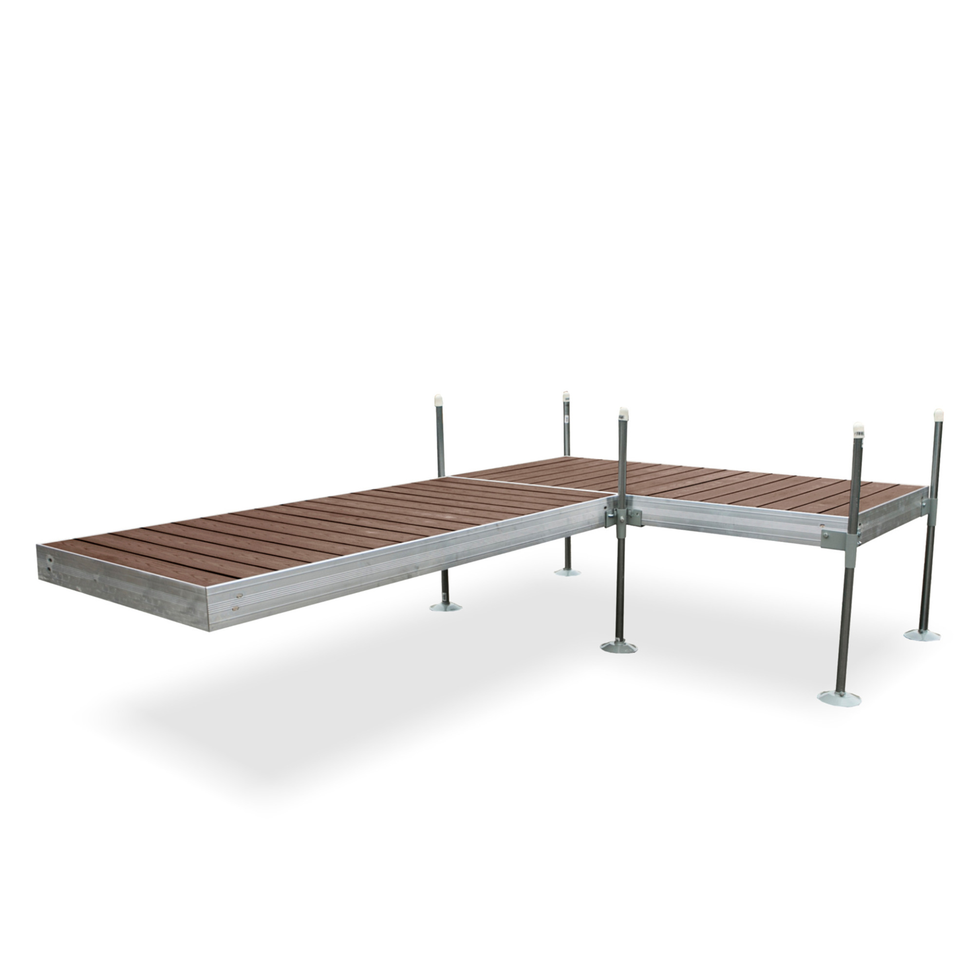 Tommy Docks L-Shaped Aluminum Dock - 12ft., PVC Composite Decking, Woodland Brown, Model# TDLAZB-40032